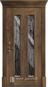 Стальная дверь эксклюзивная в коттедж остеклённая №12 - фото вид снаружи