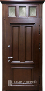 Элитная дверь из массива с фрамугой №3 - фото вид снаружи