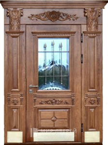 Высокая входная дверь металлическая №59 - фото вид снаружи