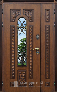 Двустворчатая дверь входная №25 - фото вид изнутри